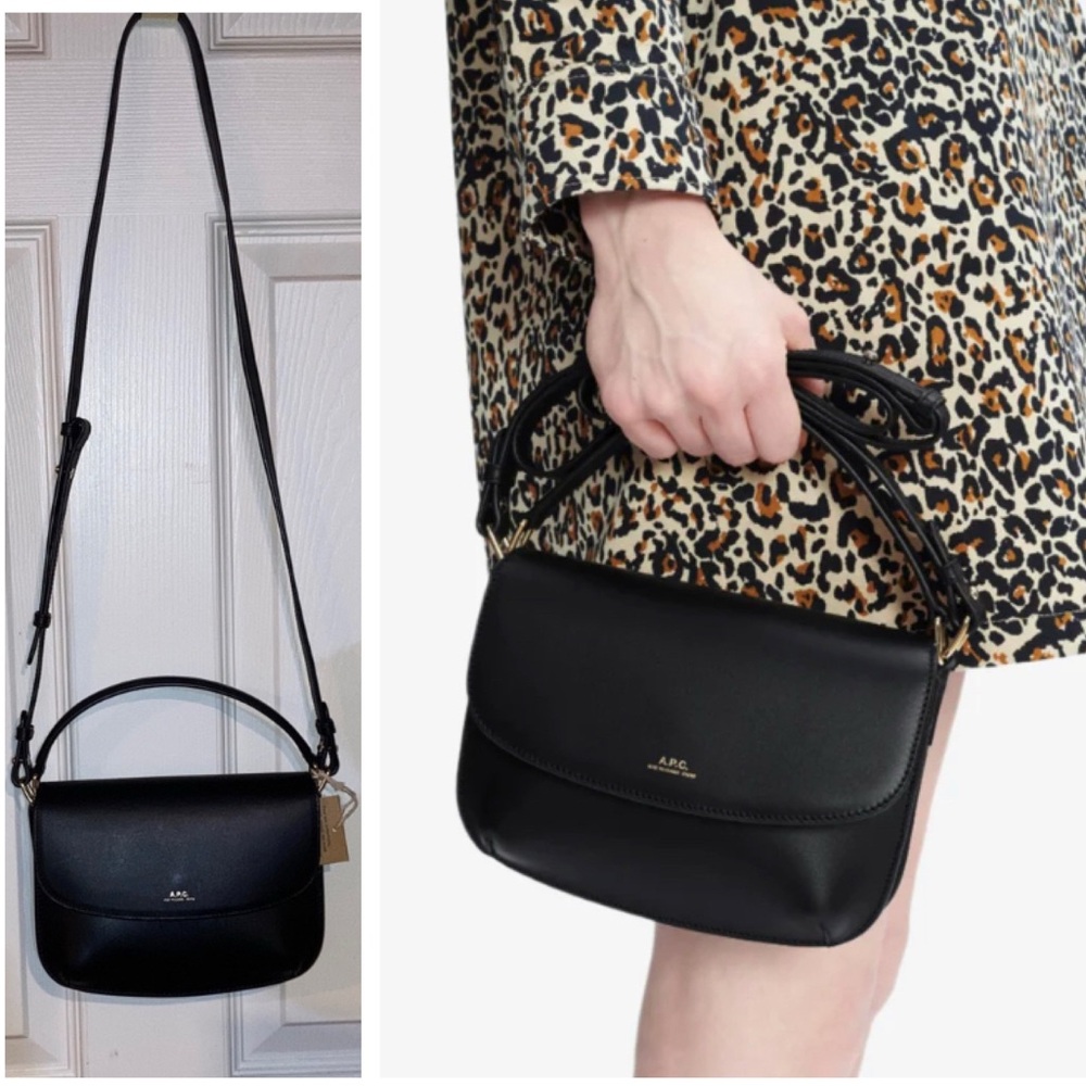 NWT A.P.C. Sarah Leather Crossbody Shoulder Bag Mini Purse Handbag Black